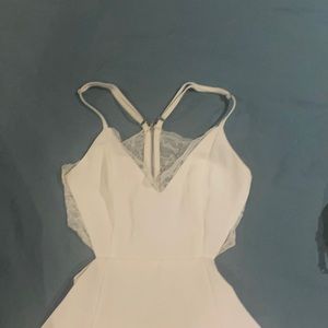White lace back dress